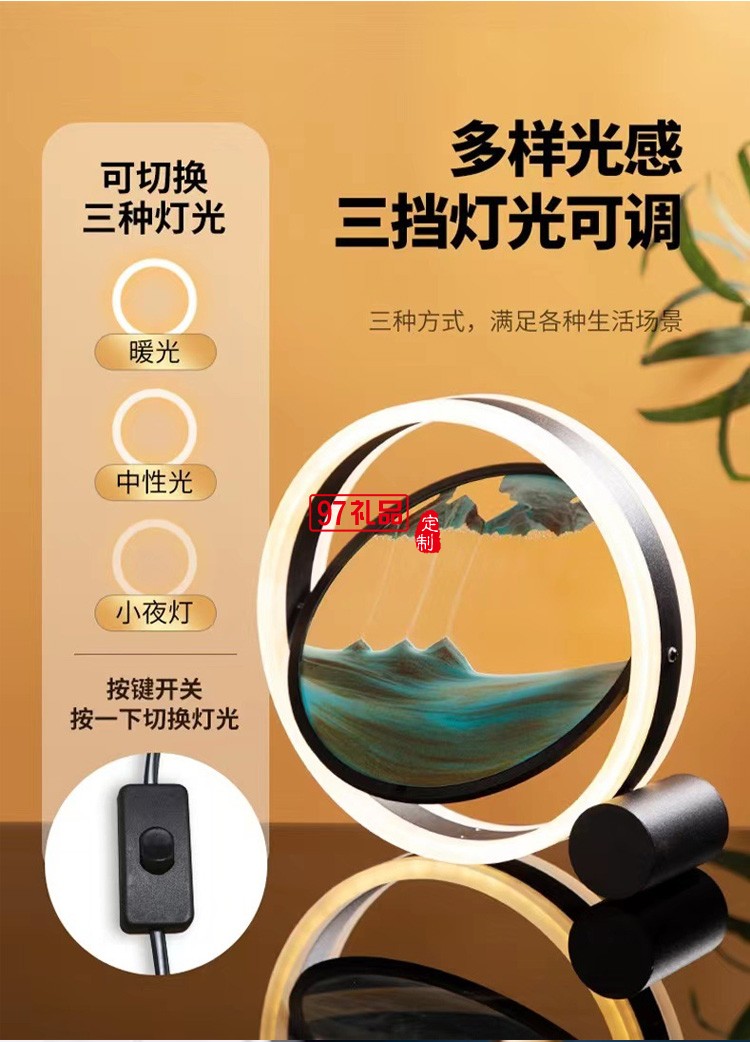 3D時光沙漏擺件創意圓形玻璃流沙畫